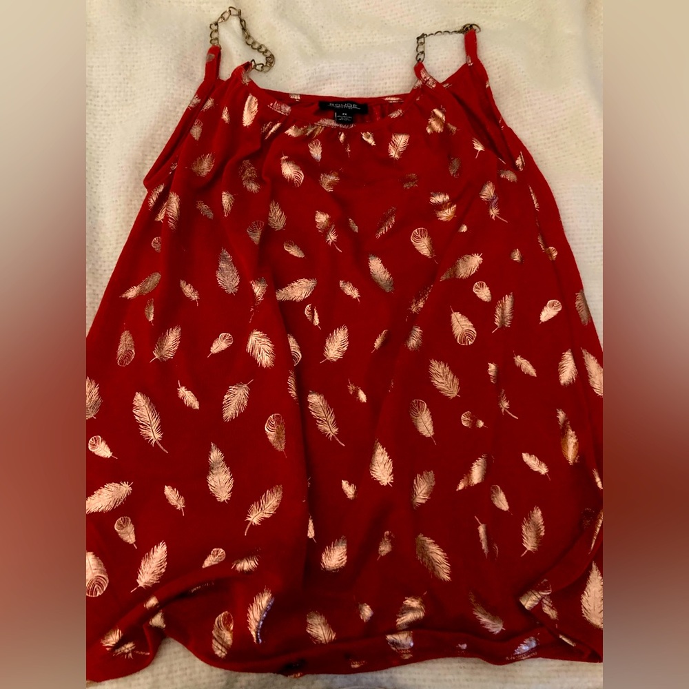 Women’s Red Feathered Festive Shirt Size XXL
